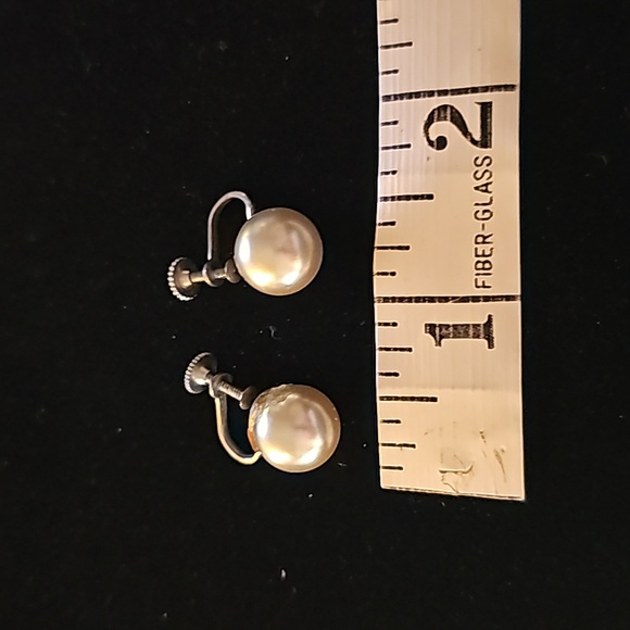 Vintage Silver Screw On Pearl Earrings🍀26 - Picture 2 of 2